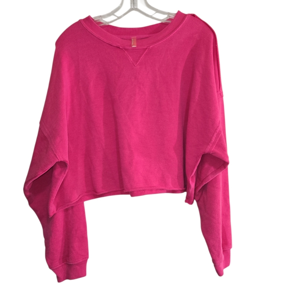 Free People Movement Slouchy Oversized Cropped Sweatshirt Medium Pink Casual